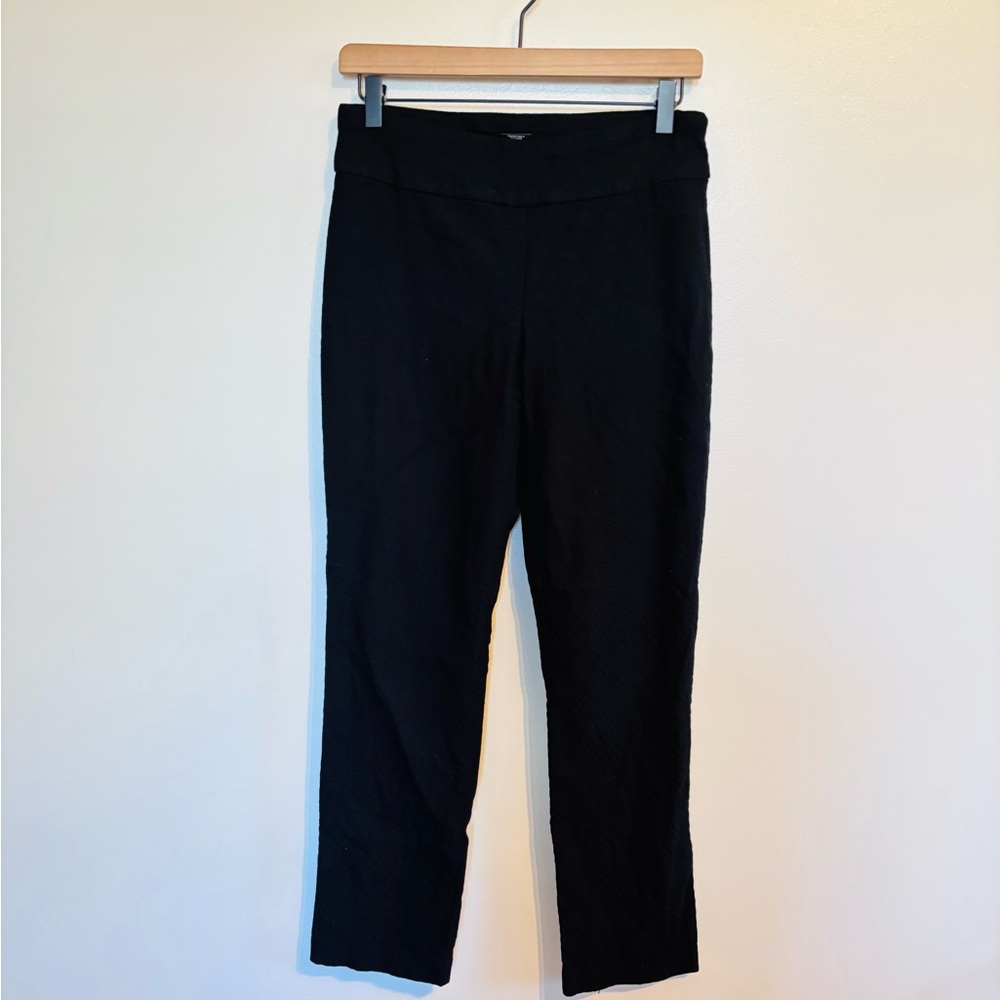 Hilary Radley black dress pants size 6. Textured and stretchy, mild wear